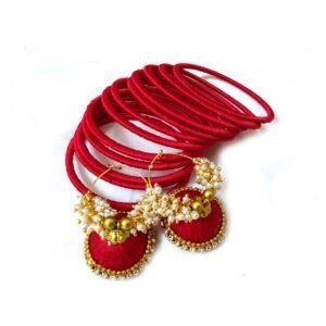 silk thread earring and bangles