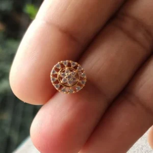 Golden Metal Nose Pin for Women With Daimond Cut Stone