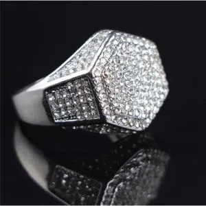 Square Shape Full Zircon Geometric Metal Rings For Women